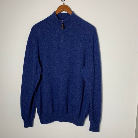 Mens Daniel Hechter Paris 2ply Cashmere 1/4 Zip Sweater Blue Size XL EUC! - Picture 2 of 4